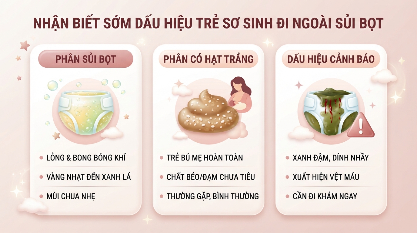 Cách chữa trẻ sơ sinh bị đi ngoài sủi bọt và lưu ý khi chăm sóc đúng