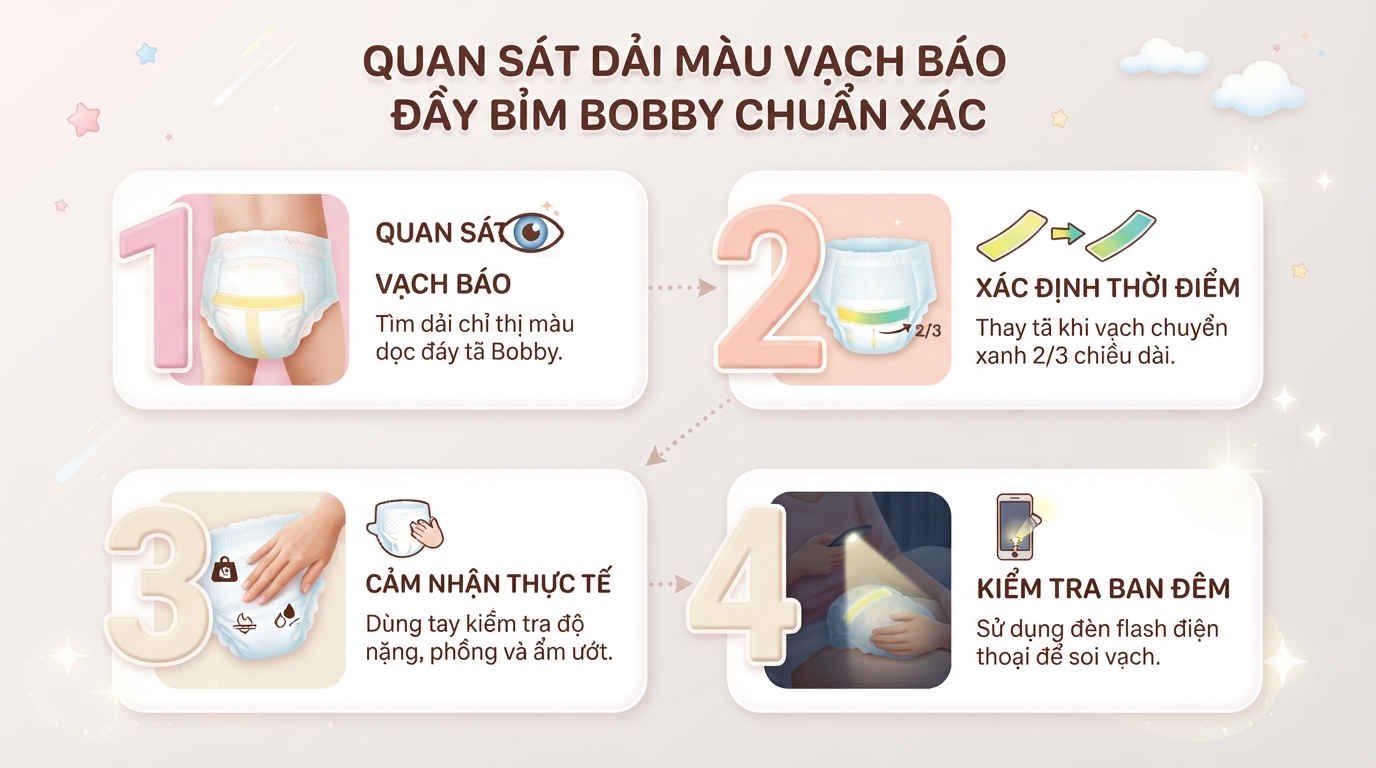 Vạch báo đầy bỉm Bobby ở đâu? Cách nhận biết và thời điểm thay tã cho bé
