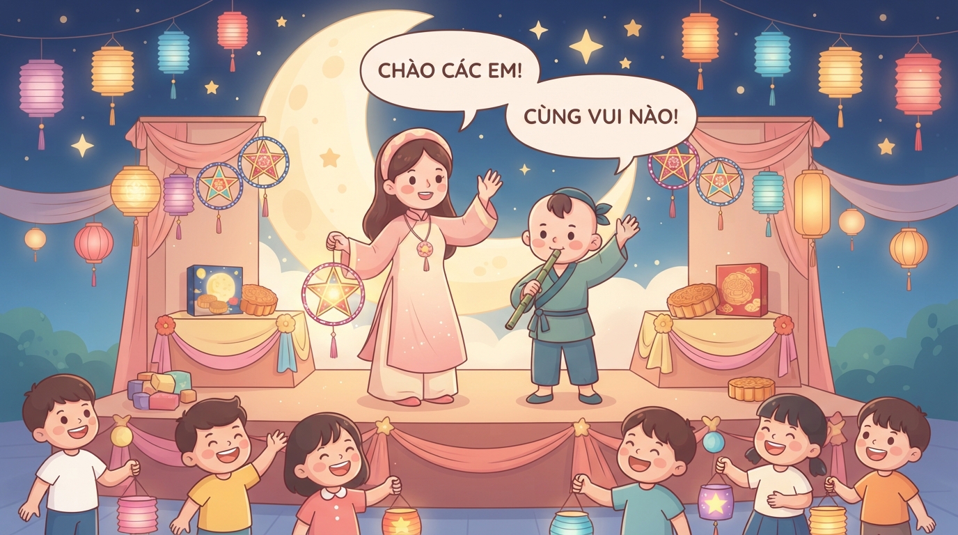Tạo hình nhân vật thân thiện kết hợp đối thoại ngắn giúp bé nhanh chóng hòa nhập