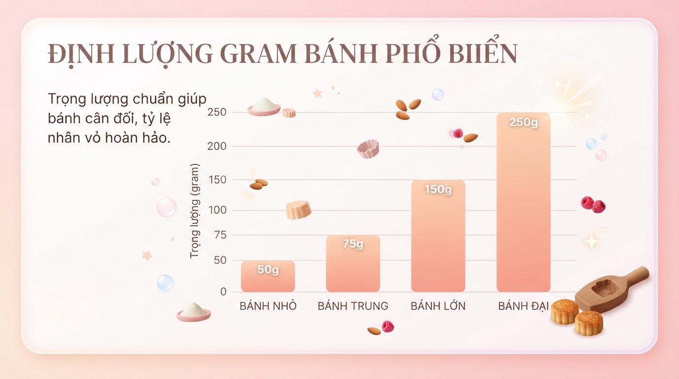 Thống kê các định lượng gram phổ biến tương ứng với từng quy mô mẻ bánh. Thống kê các định lượng gram phổ biến tương ứng với từng quy mô mẻ bánh
