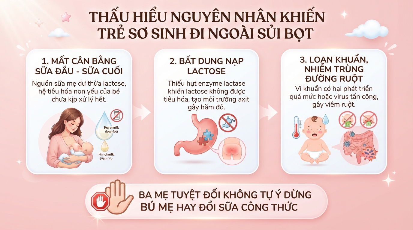 Cách chữa trẻ sơ sinh bị đi ngoài sủi bọt và lưu ý khi chăm sóc đúng