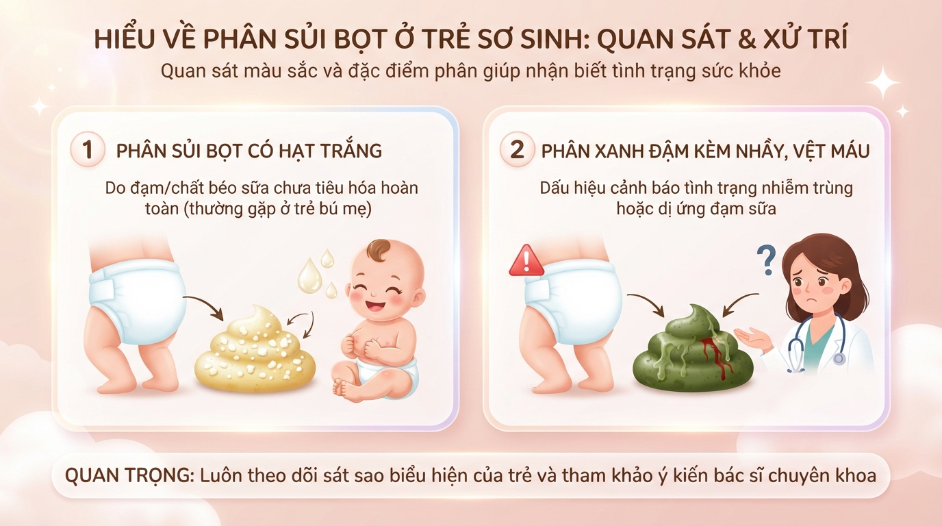Tìm hiểu cách chữa trẻ sơ sinh bị đi ngoài sủi bọt qua việc quan sát màu sắc và đặc điểm phân. Tìm hiểu cách chữa trẻ sơ sinh bị đi ngoài sủi bọt qua việc quan sát màu sắc và đặc điểm phân.