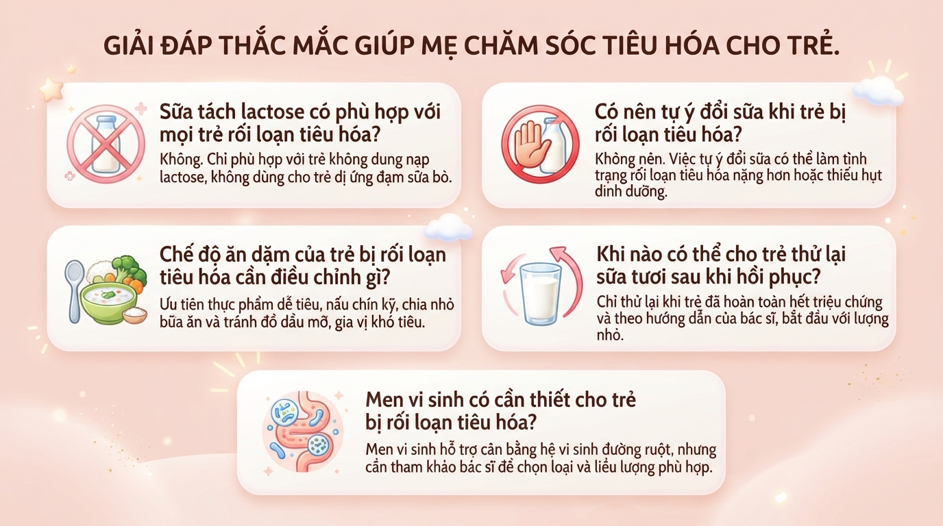 Trẻ bị rối loạn tiêu hóa có nên uống sữa tươi không? Lưu ý ba mẹ nên biết