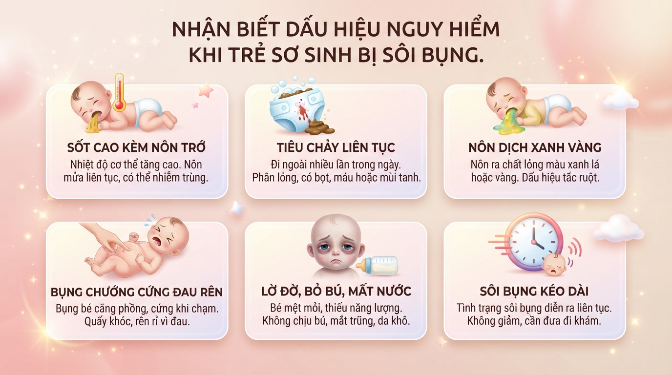 Trẻ sơ sinh bị sôi bụng có sao không? Khi nào cần đi khám?
