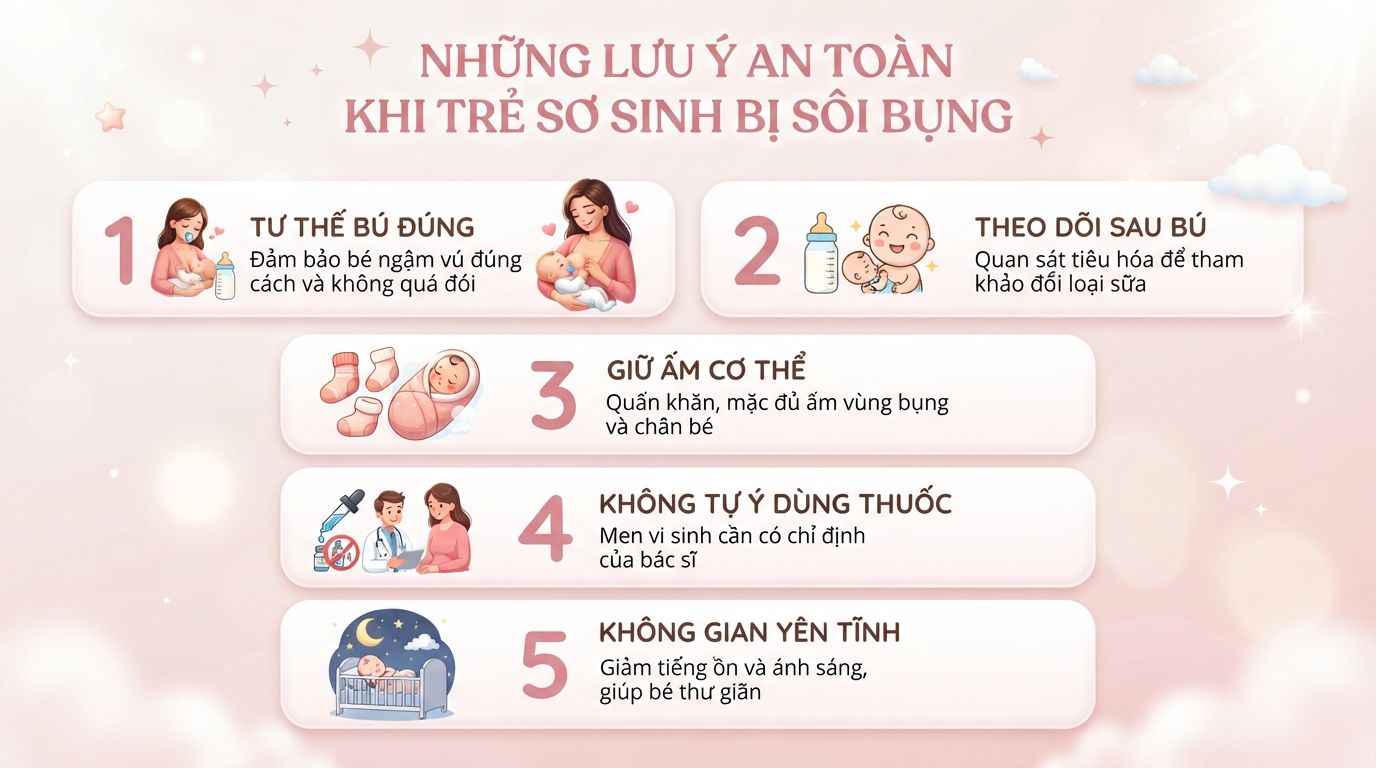 Trẻ sơ sinh bị sôi bụng có sao không? Khi nào cần đi khám?