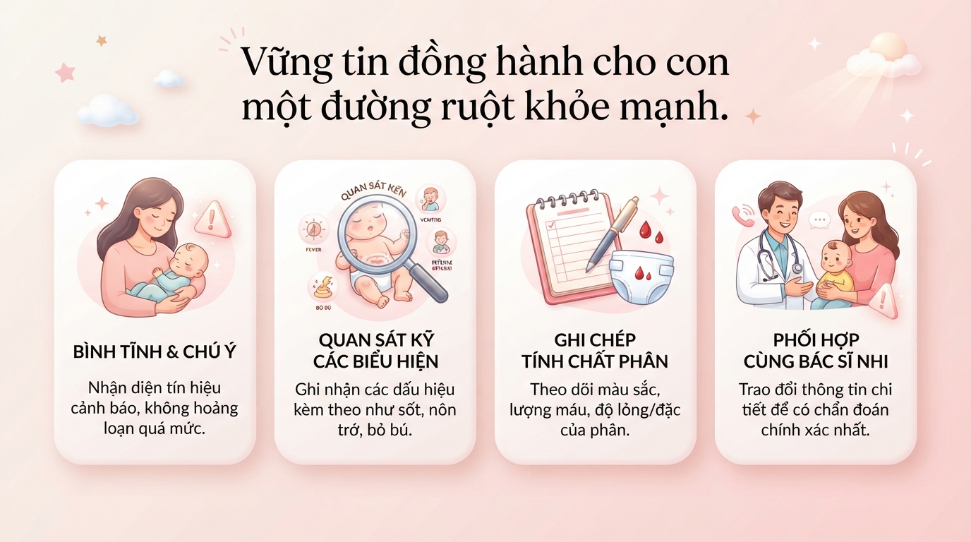 Trẻ sơ sinh đi ngoài có nhầy máu có nguy hiểm không? Nguyên nhân và cách xử lý an toàn
