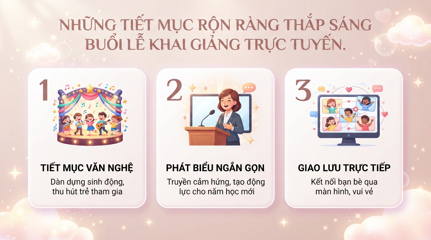 Lễ khai giảng trực tuyến là gì? Hướng dẫn chuẩn bị cho bé chu đáo
