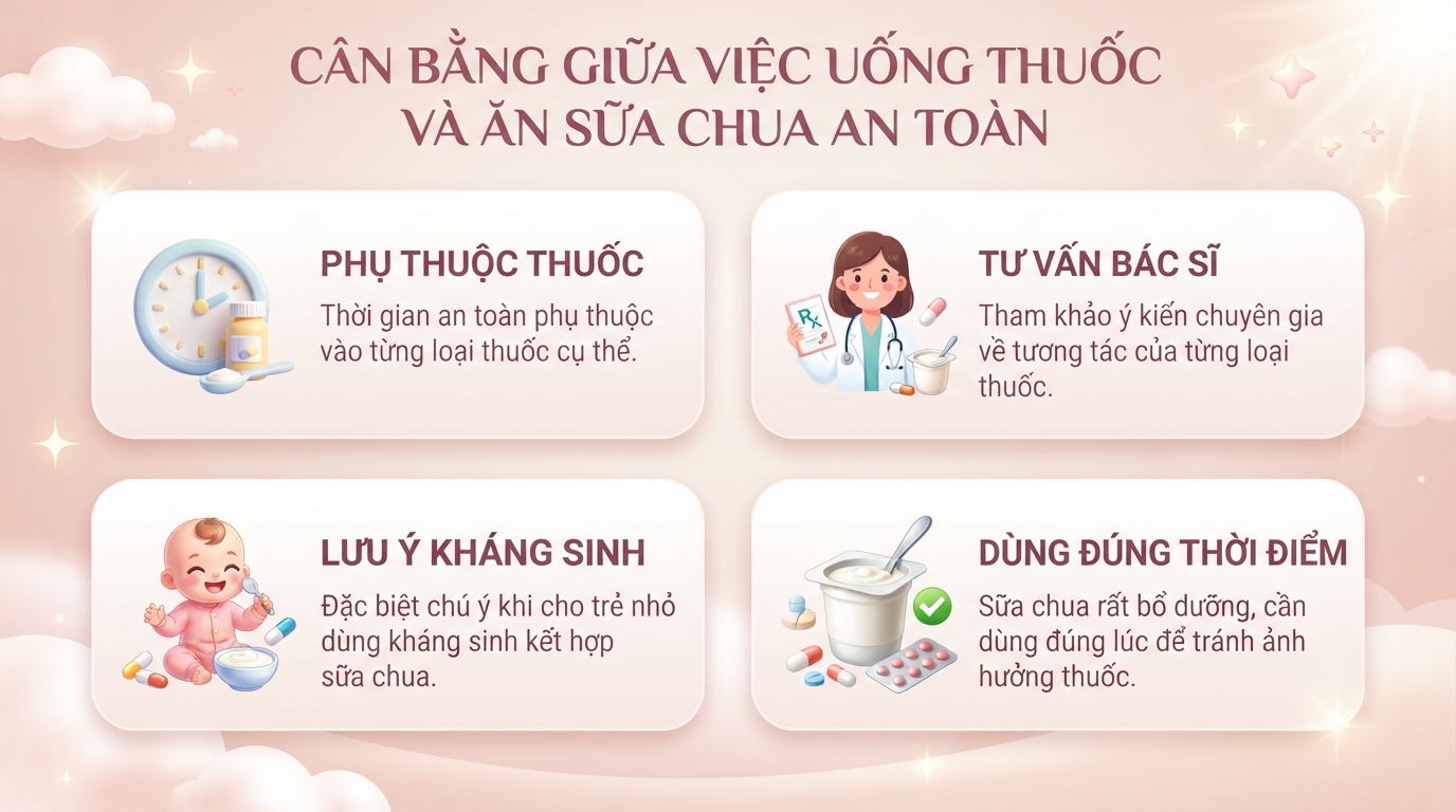 Uống thuốc xong bao lâu được ăn sữa chua để không mất tác dụng?