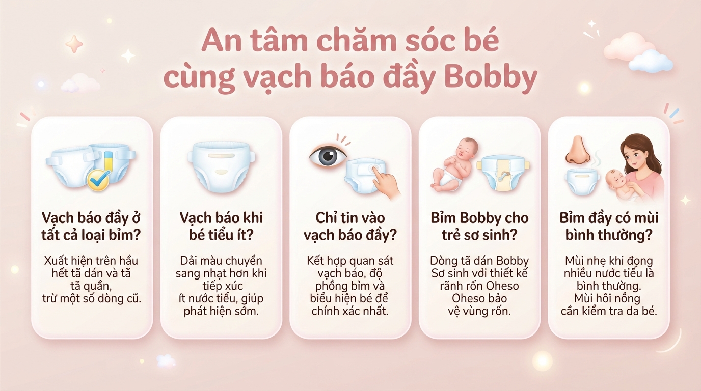 Vạch báo đầy bỉm Bobby ở đâu? Cách nhận biết và thời điểm thay tã cho bé