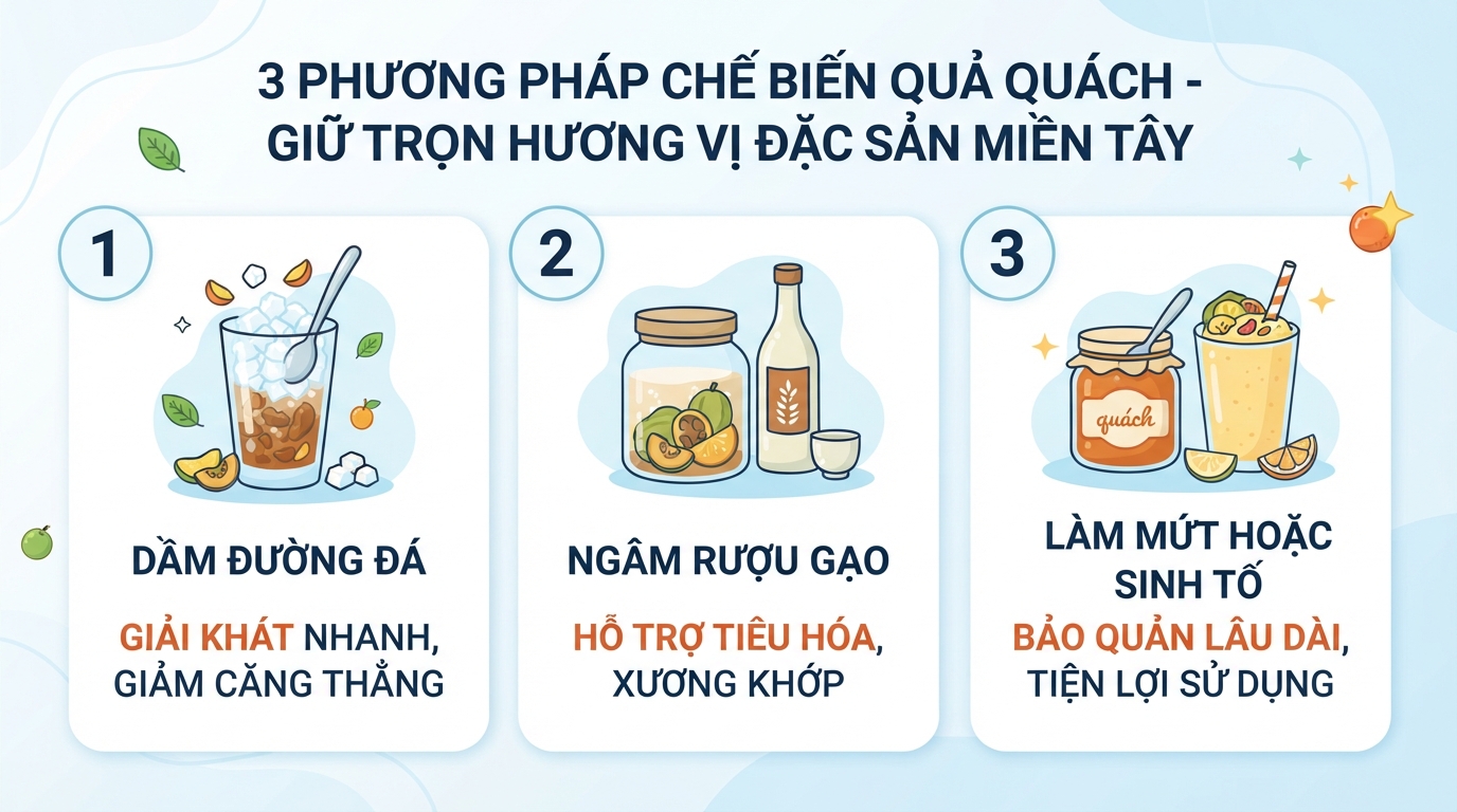 Ba phương pháp chế biến quả quách phổ biến giúp giữ trọn hương vị đặc sản miền Tây.