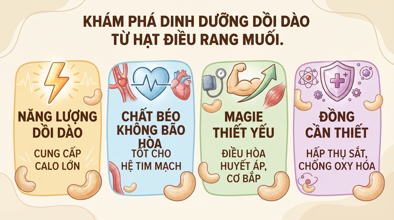 Hạt điều rang muối: Lợi ích sức khỏe và cách ăn hợp lý