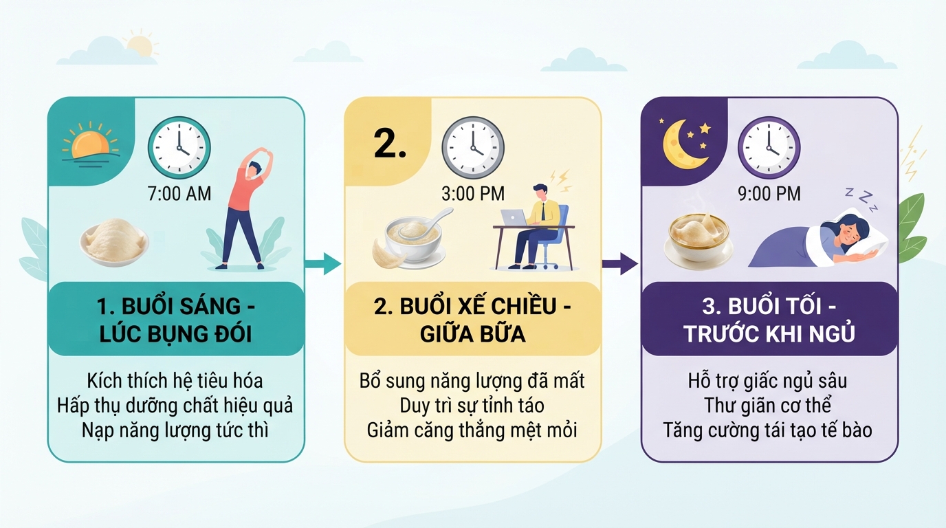 Ba thời điểm vàng trong ngày giúp hấp thu tối đa dưỡng chất từ tổ yến.