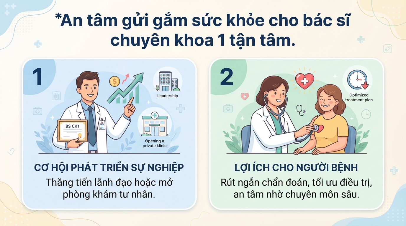 Bác sĩ chuyên khoa 1 là gì? Điều kiện đào tạo và giá trị bằng cấp