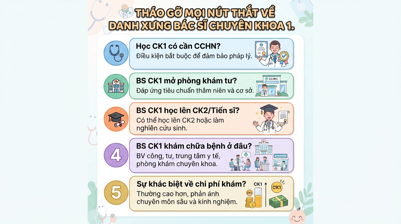 Bác sĩ chuyên khoa 1 là gì? Điều kiện đào tạo và giá trị bằng cấp