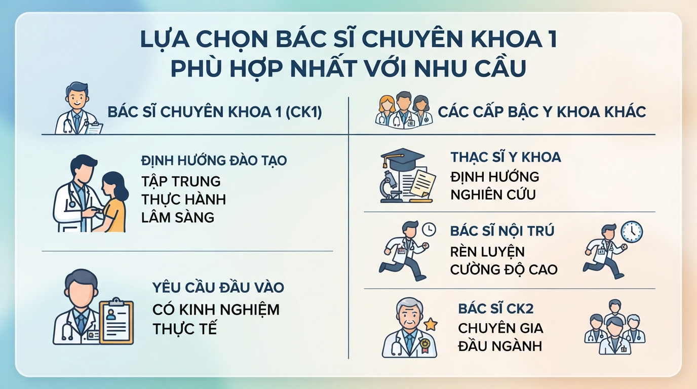 Bác sĩ chuyên khoa 1 là gì? Điều kiện đào tạo và giá trị bằng cấp