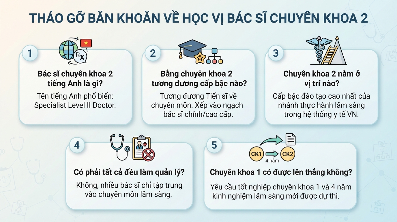 Bác sĩ chuyên khoa 2 là gì? Điều kiện đào tạo và giá trị bằng cấp