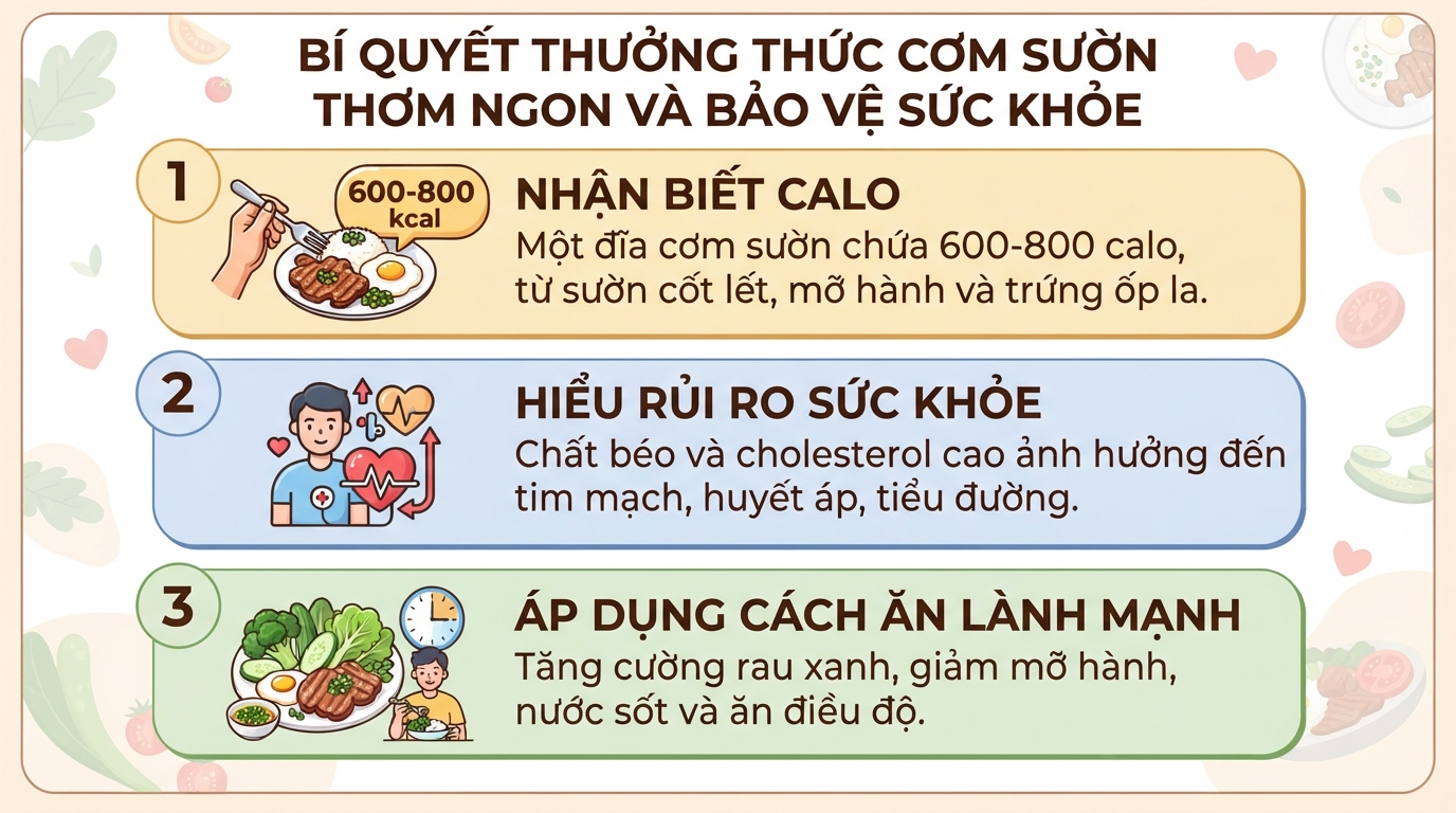 Cơm sườn bao nhiêu calo? Cách ăn lành mạnh giúp kiểm soát cân nặng