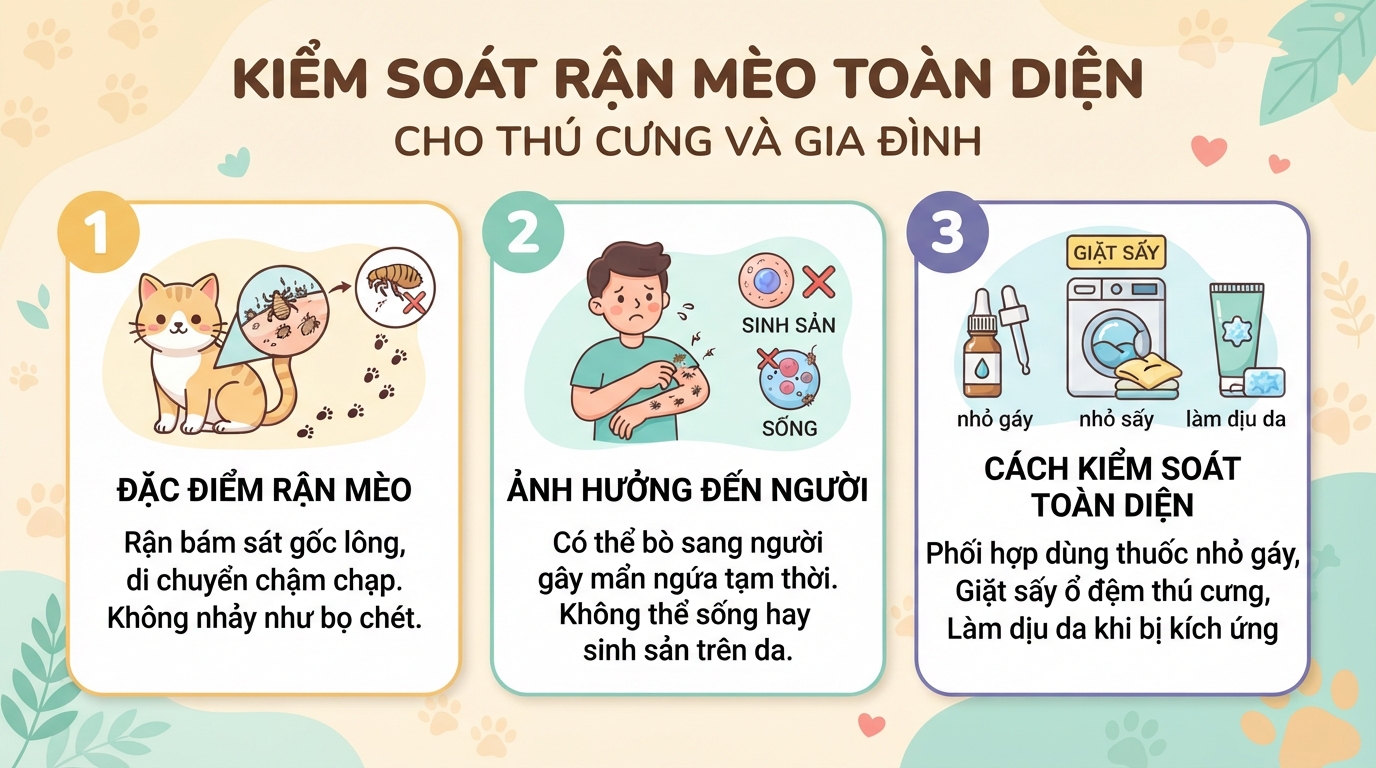 Rận mèo cắn người nguy hiểm không? Dấu hiệu và cách xử lý đúng cách