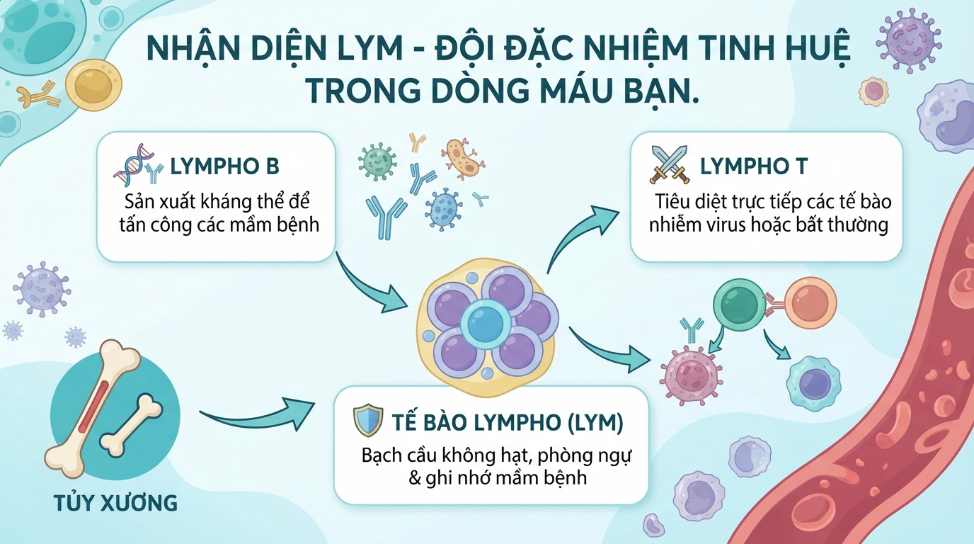 Lym trong xét nghiệm máu là gì? Ý nghĩa chỉ số Lymphocytes tăng giảm