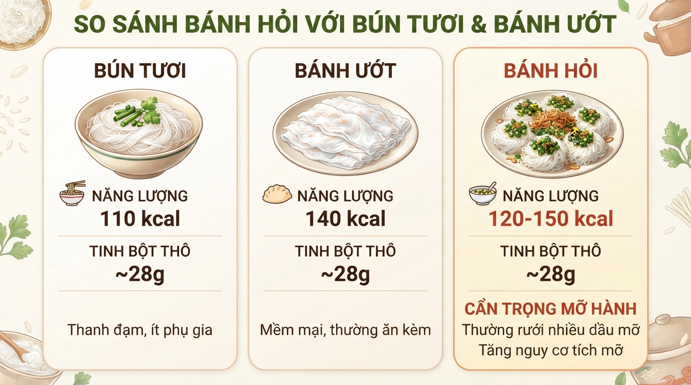 Bánh hỏi là gì? Bao nhiêu calo và ăn thế nào để không tăng cân?