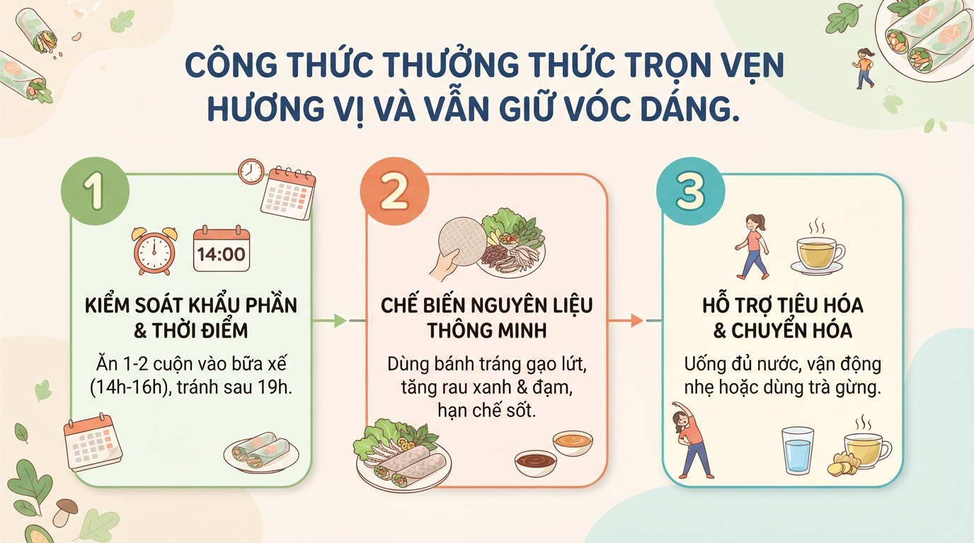 Bánh tráng cuộn bao nhiêu calo? Mẹo ăn bánh tráng cuộn không tăng cân