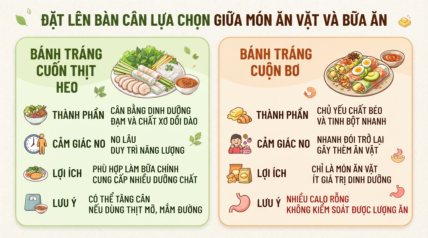 Bánh tráng cuộn bao nhiêu calo? Mẹo ăn bánh tráng cuộn không tăng cân