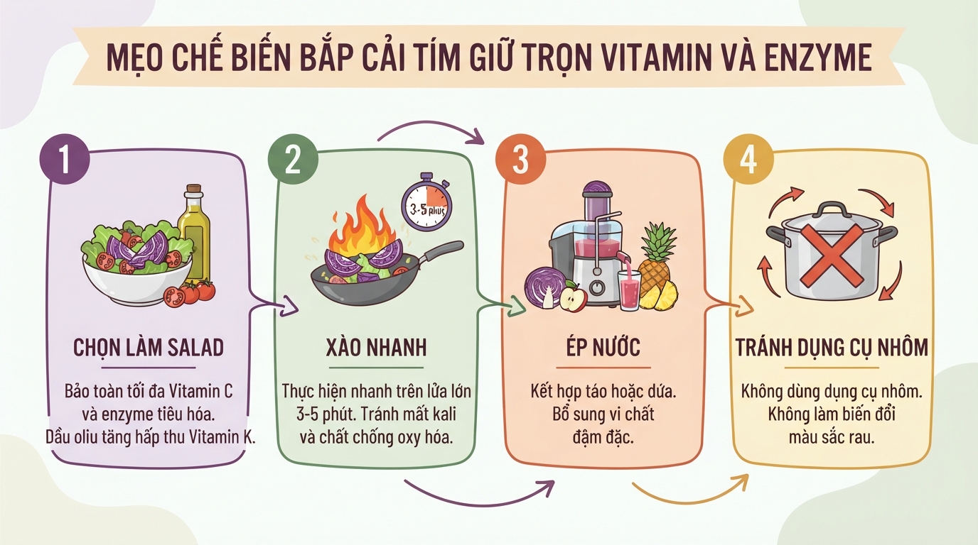 Bắp cải tím: 7 lợi ích sức khỏe và cách chế biến giữ trọn dinh dưỡng