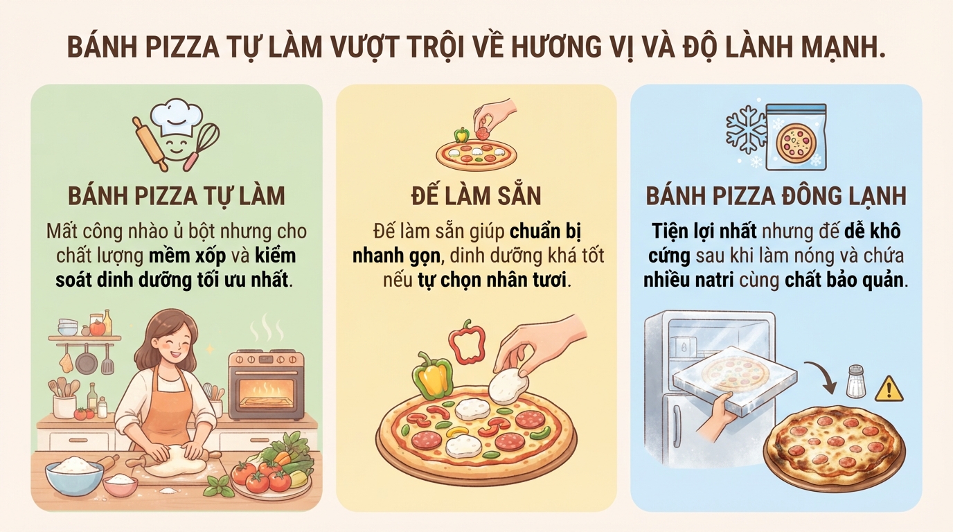 Bánh pizza: Cách làm tại nhà và mẹo ăn hợp dinh dưỡng