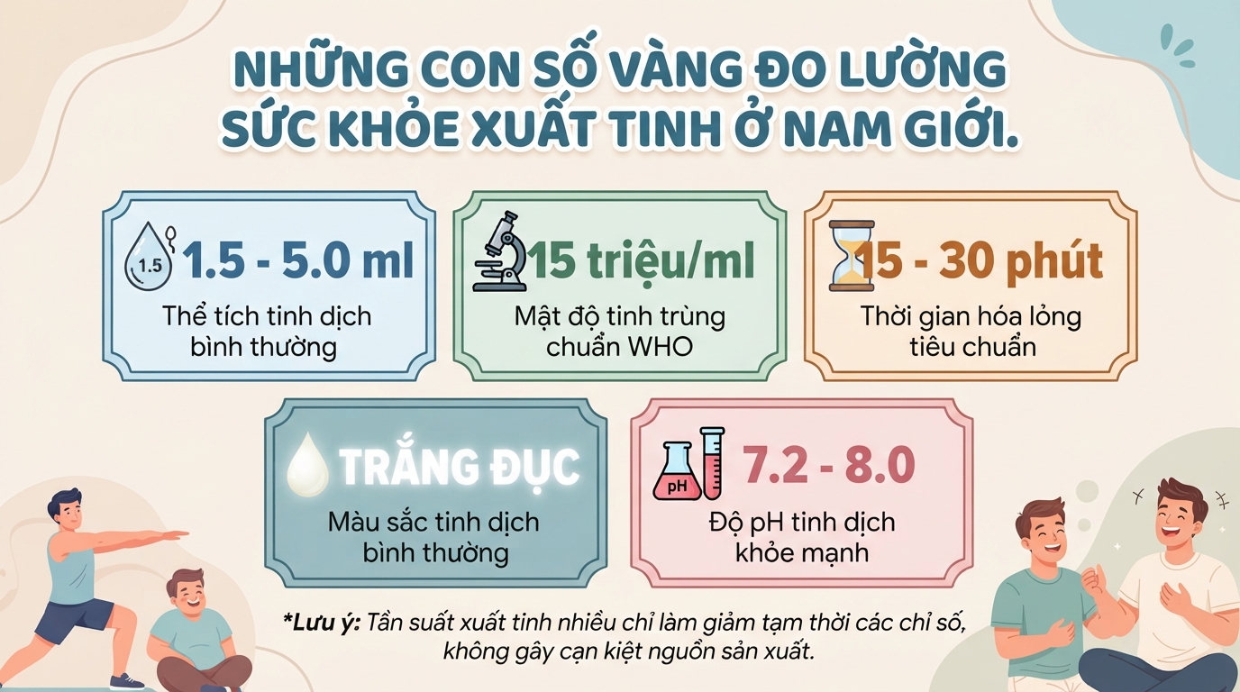 Xuất tinh ở nam giới: Cơ chế sinh lý, chỉ số chuẩn và các rối loạn