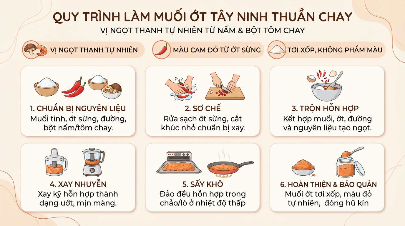 Bột tôm chay và nấm hương tạo vị ngọt thanh tự nhiên cho muối.