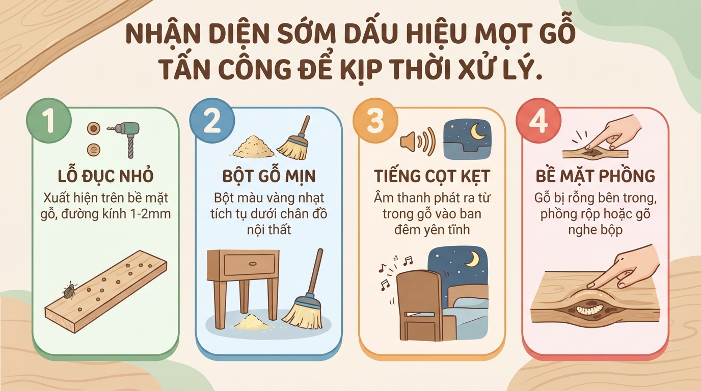 Con mọt gỗ: Dấu hiệu nhận biết, tác hại sức khỏe và cách xử lý hiệu quả