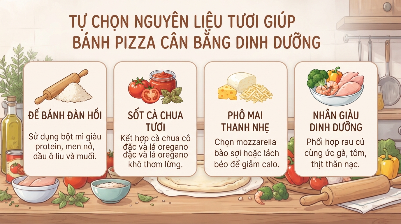 Bánh pizza: Cách làm tại nhà và mẹo ăn hợp dinh dưỡng