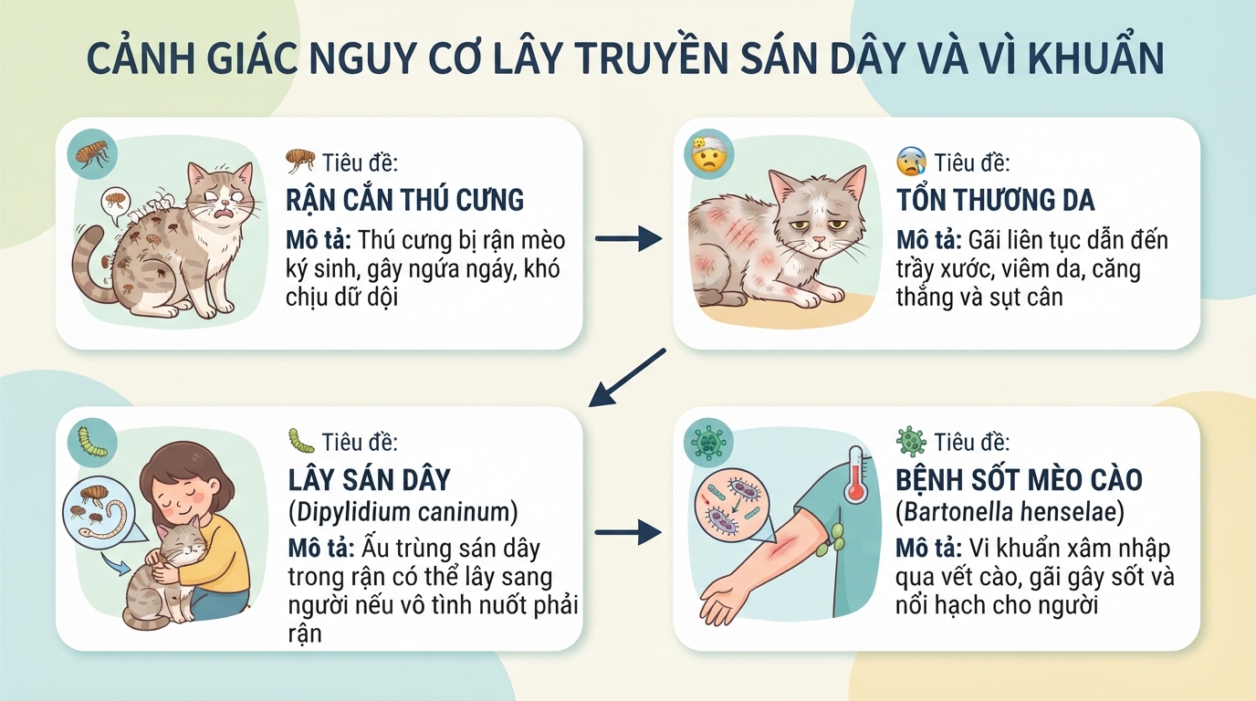 Rận mèo cắn người nguy hiểm không? Dấu hiệu và cách xử lý đúng cách