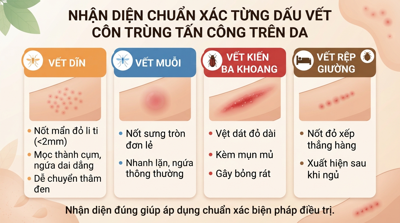 Con dĩn đốt: Hướng dẫn nhận biết vết cắn và cách diệt dĩn trong nhà