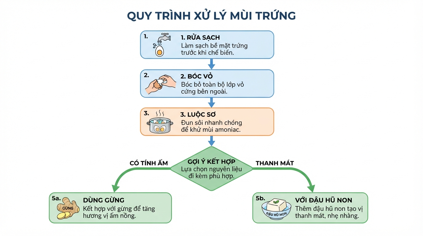 Các bước xử lý nhiệt và mẹo khử mùi giúp món ăn thơm ngon và an toàn hơn.