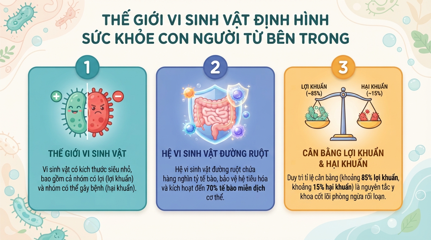 Vi sinh vật là gì? Khám phá vai trò của hệ vi sinh đối với sức khỏe