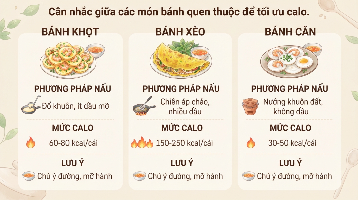 Bánh khọt bao nhiêu calo? Cách ăn ngon và kiểm soát cân nặng