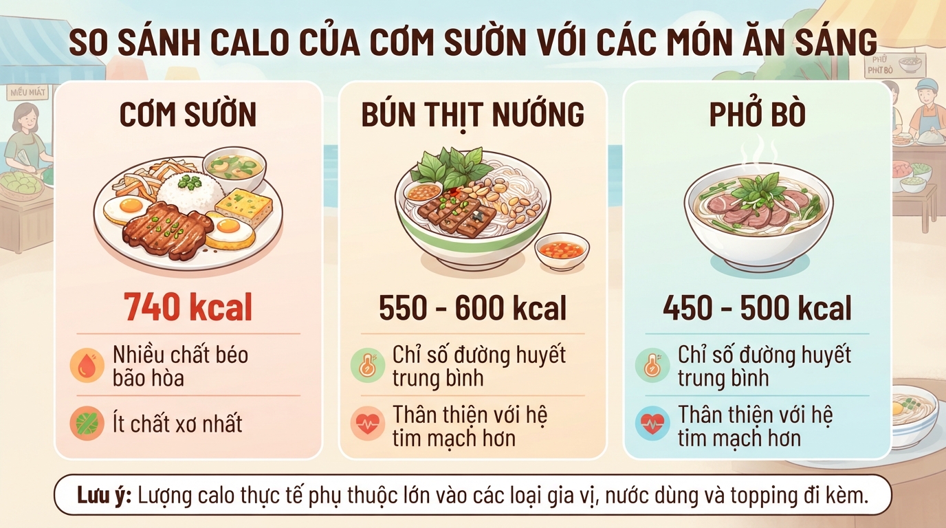 Cơm sườn bao nhiêu calo? Cách ăn lành mạnh giúp kiểm soát cân nặng