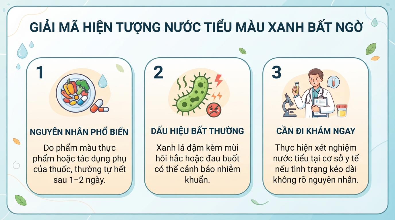 Nước tiểu màu xanh là gì? Cảnh báo sức khỏe và cách xử lý