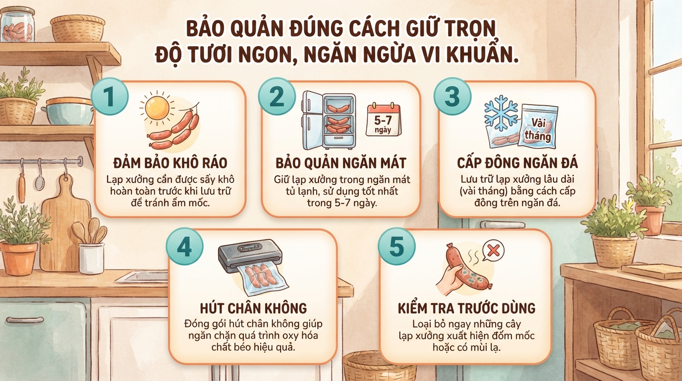 Cách làm lạp xưởng tươi thơm ngon, chuẩn vị và an toàn tại nhà