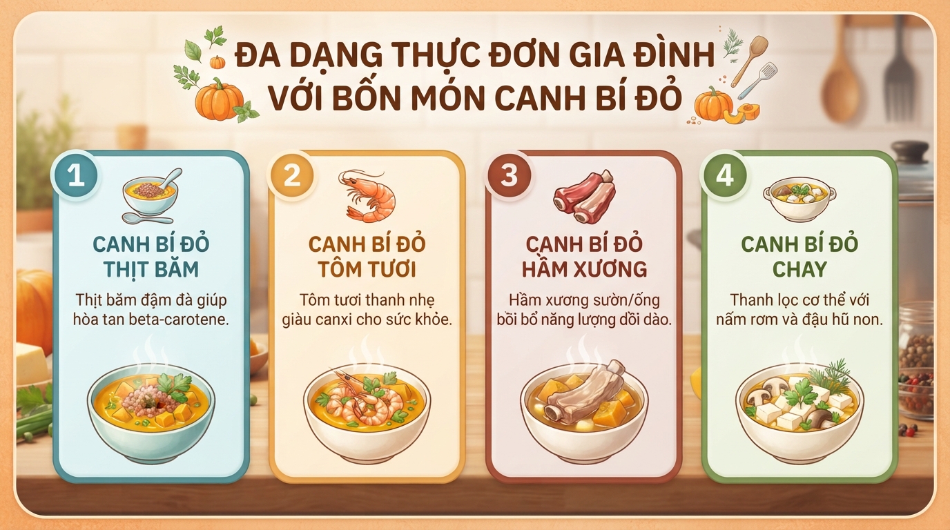 Canh bí đỏ có tác dụng gì? Giá trị dinh dưỡng và cách nấu ngon