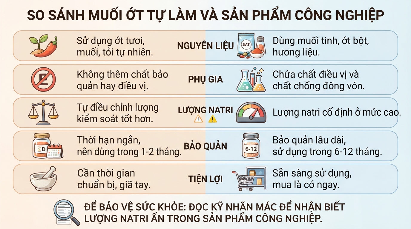 Cách làm muối ớt ngon tại nhà và những lưu ý sức khỏe