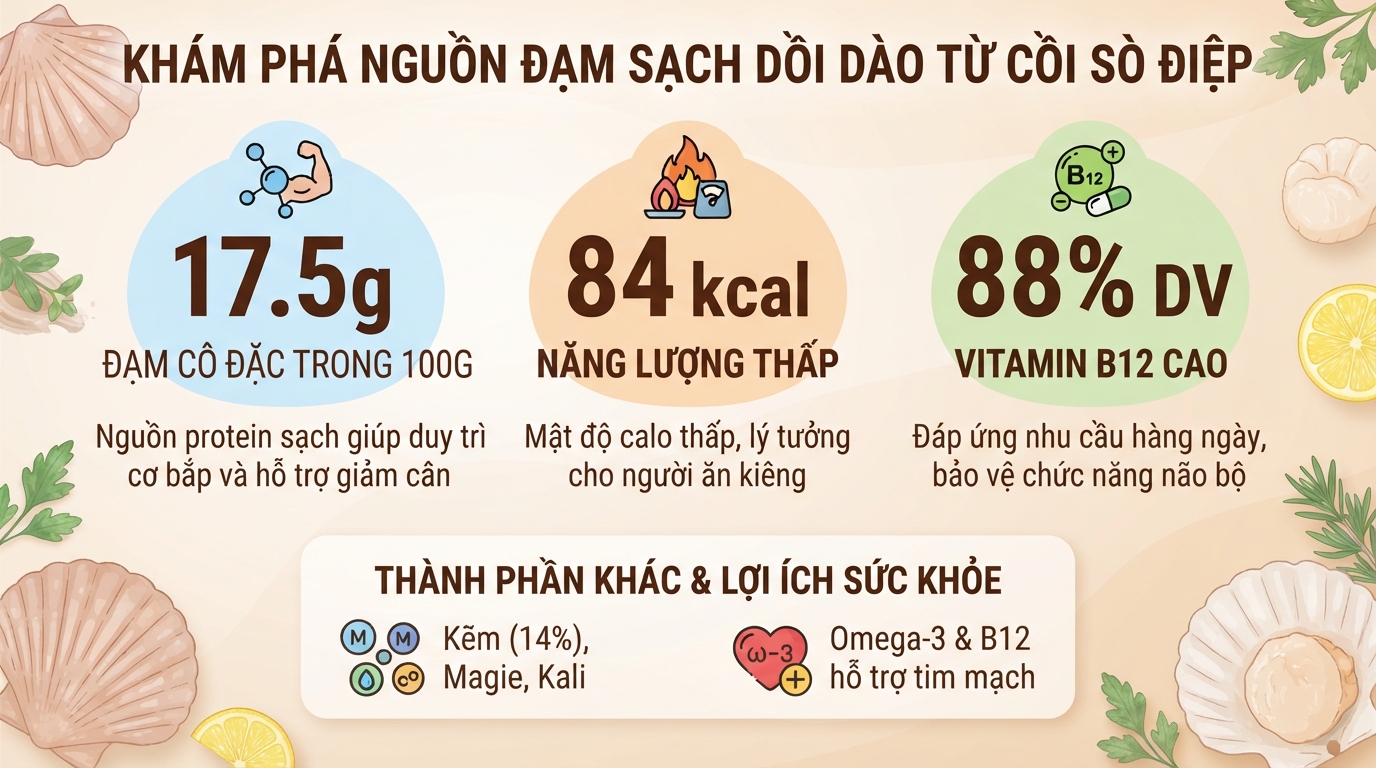 Sò điệp có tác dụng gì? 7 lợi ích sức khỏe và lưu ý khi ăn
