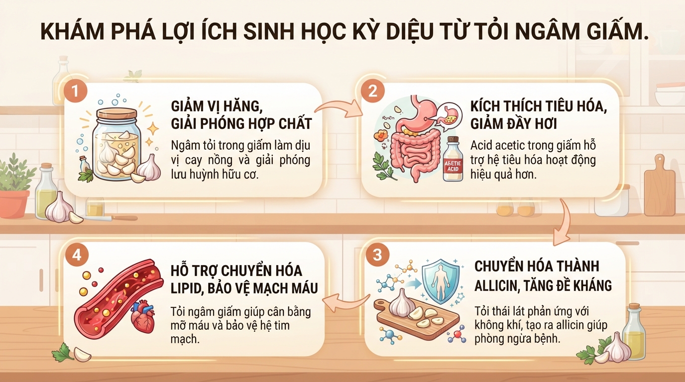 Tỏi ngâm giấm có tác dụng gì? Cách ngâm trắng giòn, không bị xanh