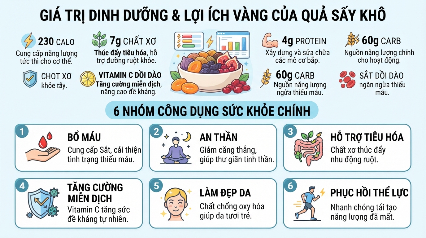 Chất xơ cùng vitamin C dồi dào giúp thúc đẩy tiêu hóa và tăng cường miễn dịch.
