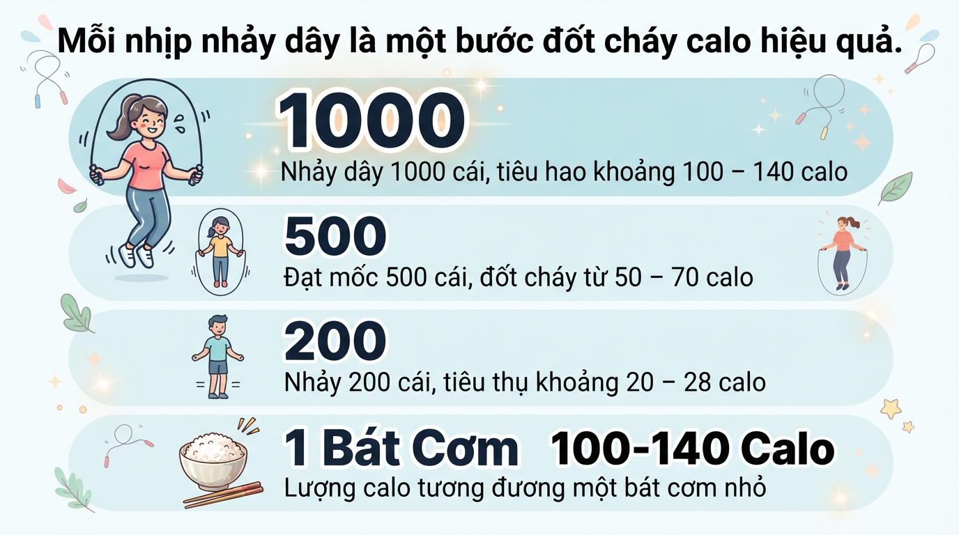 Nhảy dây 1.000 cái giảm bao nhiêu calo? Cách tập luyện hiệu quả