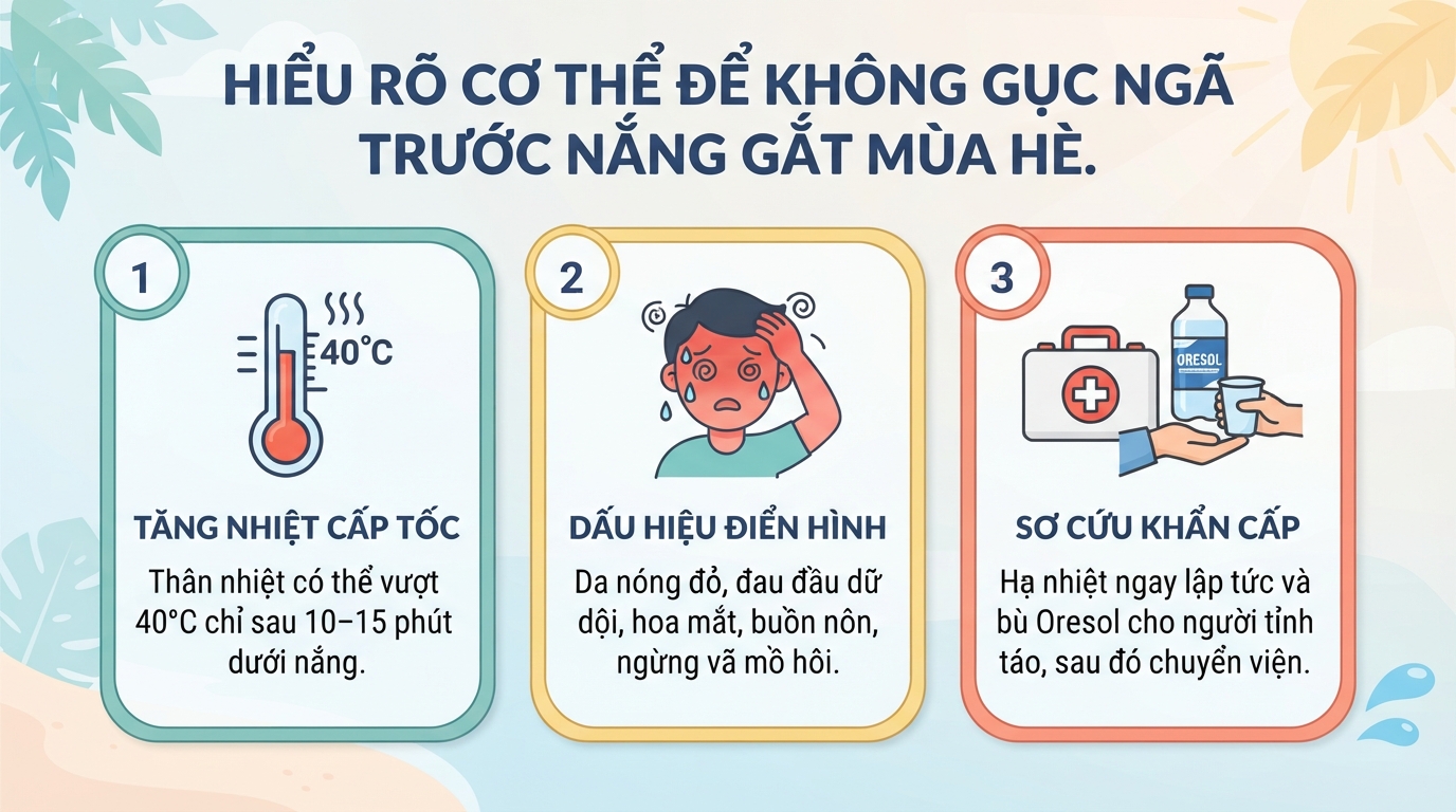 Cảm nắng, say nắng là gì? Dấu hiệu, sơ cứu và cách phòng ngừa