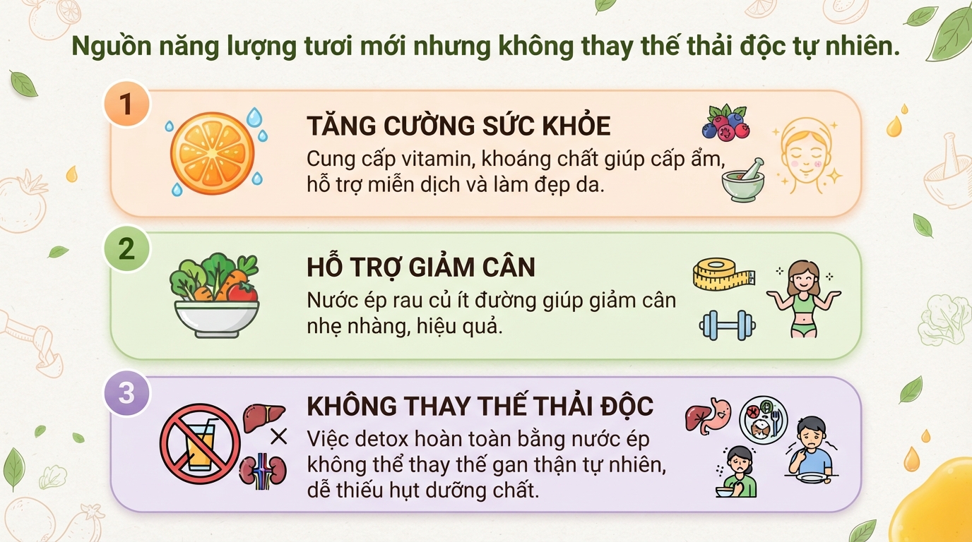 Nước ép trái cây có tốt không? Lợi ích dinh dưỡng và nguy cơ từ đường tự nhiên