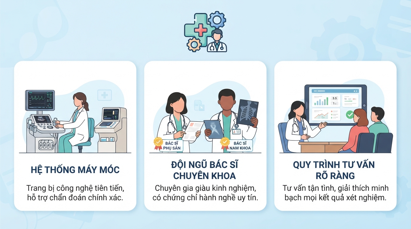 Cơ sở y tế uy tín cần có sự kết hợp giữa máy móc hiện đại và chuyên gia.