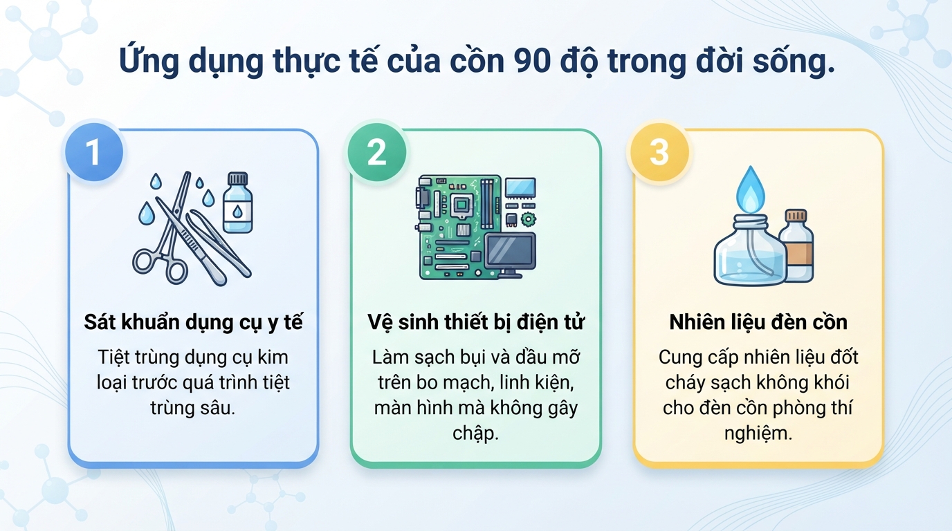 Cồn 90 độ có tác dụng gì? Cách phân biệt và sử dụng an toàn